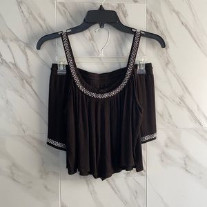 black crop top and shorts set